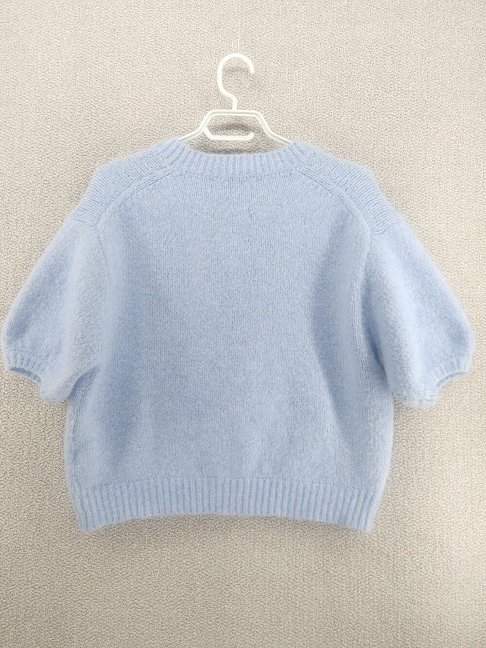 Zara Boxy Cropped Sweater — Powder Blue, Puff Sleeves, Size M - Picture 2 of 6